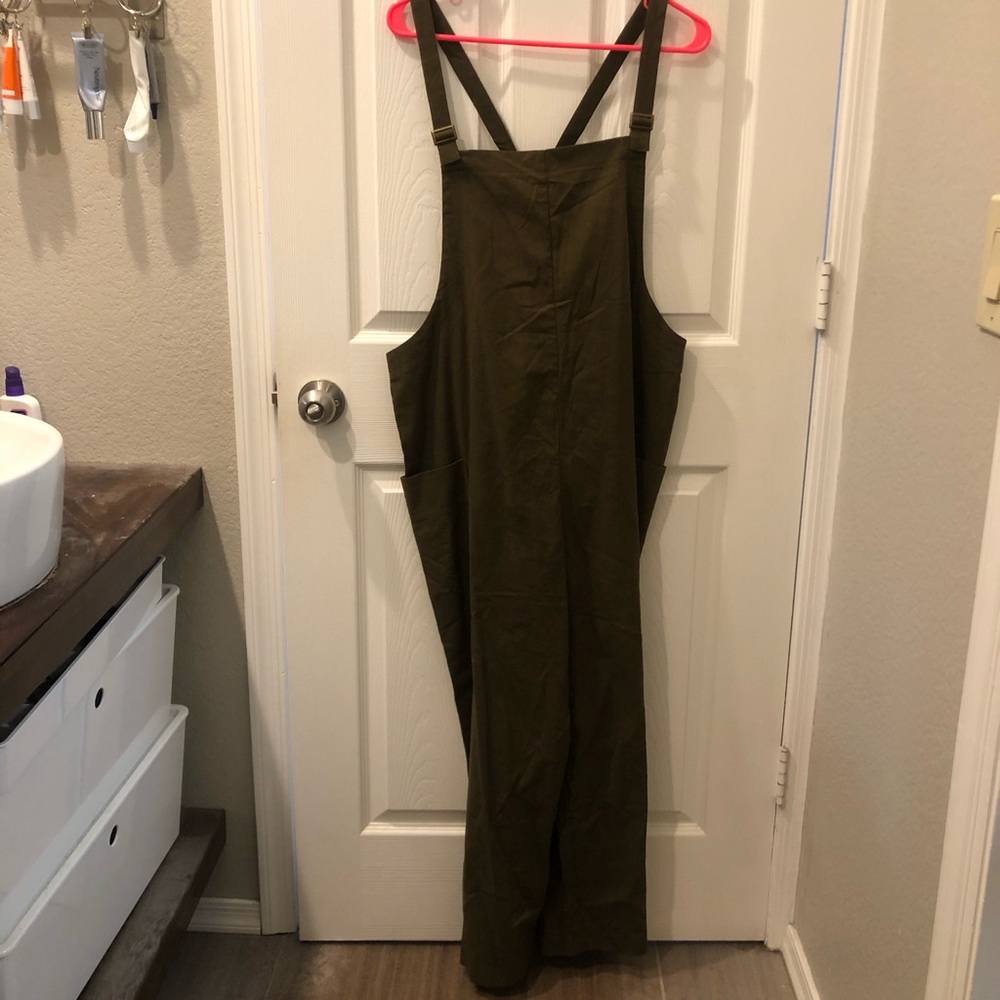 Green Linen Overalls